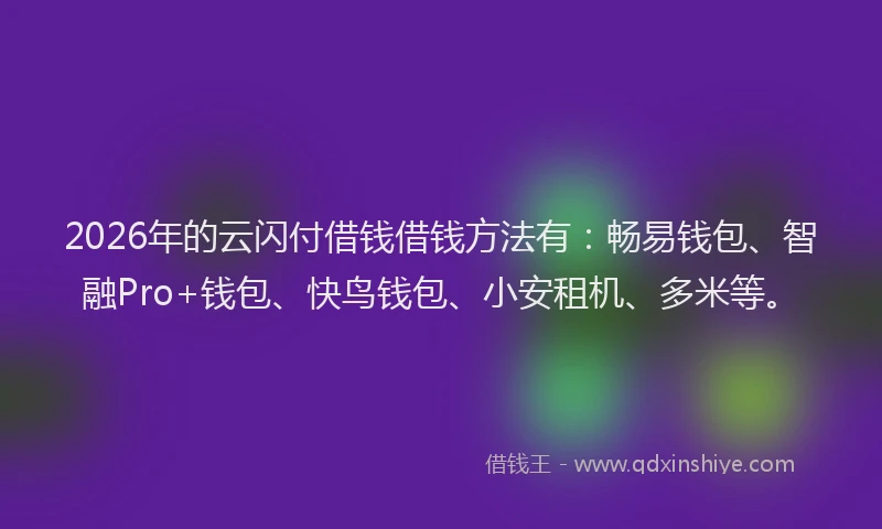 2026年的云闪付借钱借钱方法有：畅易钱包、智融Pro+钱包、快鸟钱包、小安租机、多米等。
