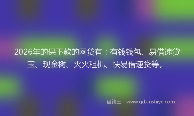 2026年的保下款的网贷有:有钱钱包、易借速贷宝、现金树、火火租机、快易借速贷等。