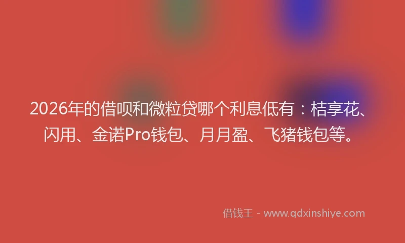 2026年的借呗和微粒贷哪个利息低有：桔享花、闪用、金诺Pro钱包、月月盈、飞猪钱包等。