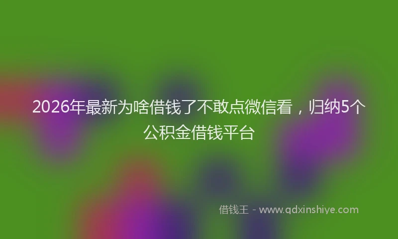 2026年最新为啥借钱了不敢点微信看，归纳5个公积金借钱平台