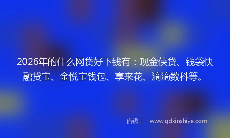 2026年的什么网贷好下钱有:现金侠贷、钱袋快融贷宝、金悦宝钱包、享来花、滴滴数科等。