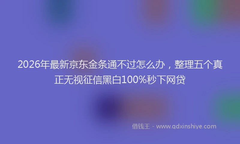 2026年最新京东金条通不过怎么办，整理五个真正无视征信黑白100%秒下网贷