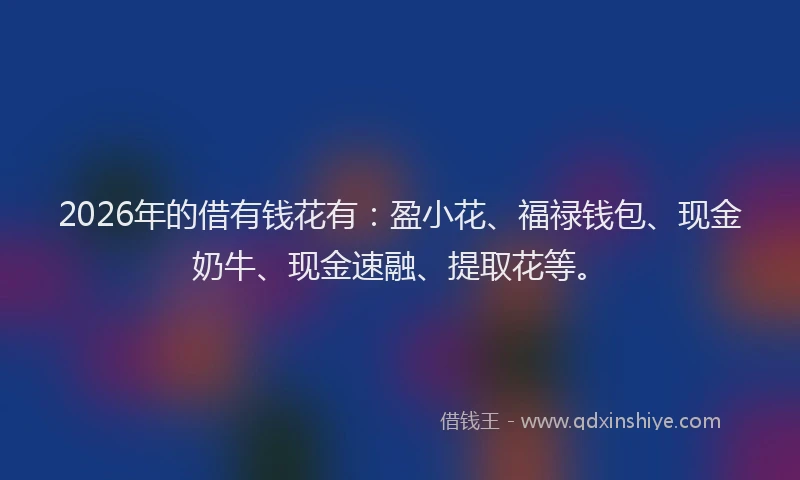 2026年的借有钱花有：盈小花、福禄钱包、现金奶牛、现金速融、提取花等。