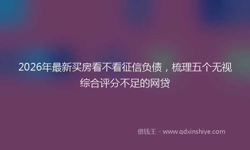 2026年最新买房看不看征信负债，梳理五个无视综合评分不足的网贷