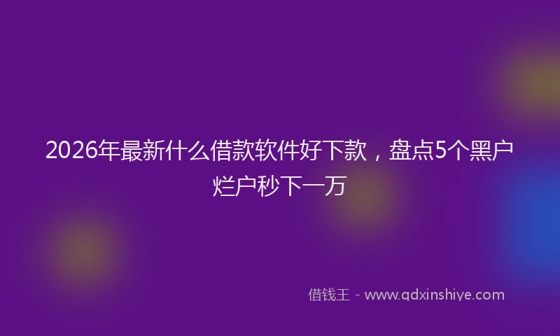 2026年最新什么借款软件好下款，盘点5个黑户烂户秒下一万