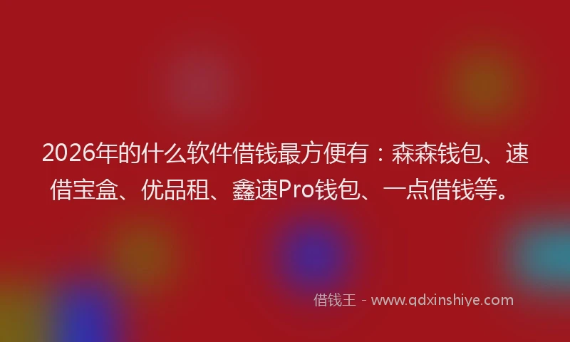 2026年的什么软件借钱最方便有:森森钱包、速借宝盒、优品租、鑫速Pro钱包、一点借钱等。