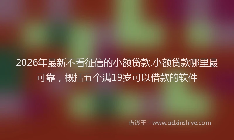 2026年最新不看征信的小额贷款.小额贷款哪里最可靠，概括五个满19岁可以借款的软件