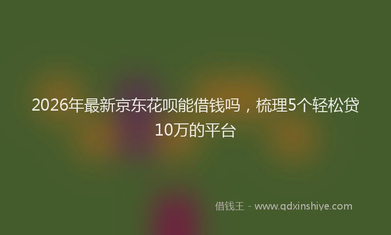 2026年最新京东花呗能借钱吗，梳理5个轻松贷10万的平台