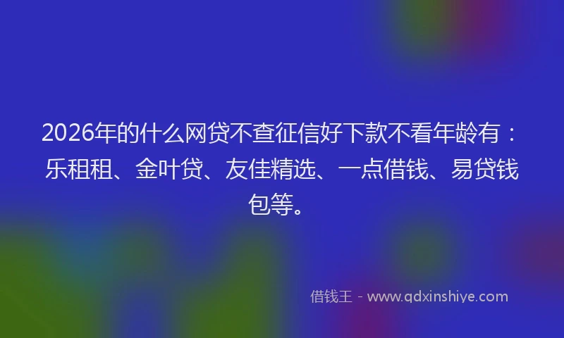 2026年的什么网贷不查征信好下款不看年龄有：乐租租、金叶贷、友佳精选、一点借钱、易贷钱包等。