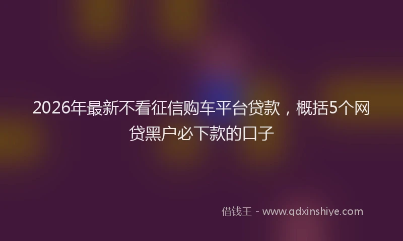 2026年最新不看征信购车平台贷款,概括5个网贷黑户必下款的口子