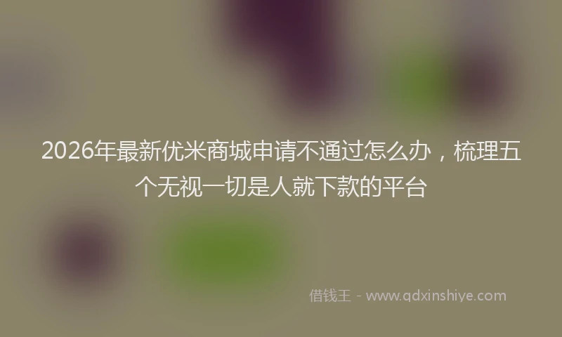 2026年最新优米商城申请不通过怎么办,梳理五个无视一切是人就下款的平台