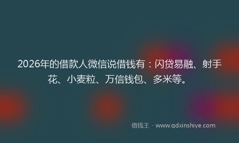 2026年的借款人微信说借钱有：闪贷易融、射手花、小麦粒、万信钱包、多米等。
