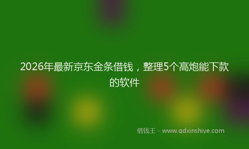 2026年最新京东金条借钱，整理5个高炮能下款的软件