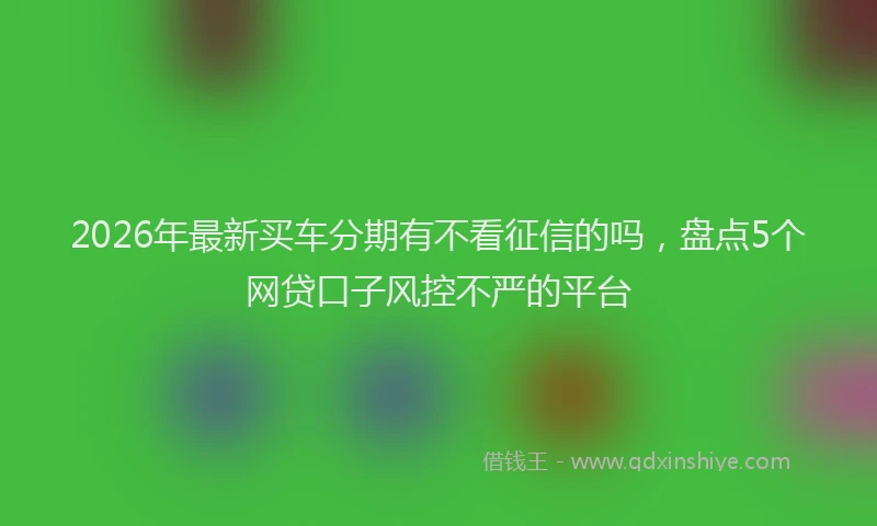 2026年最新买车分期有不看征信的吗，盘点5个网贷口子风控不严的平台