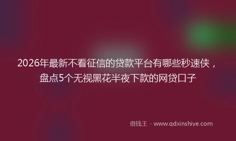 2026年最新不看征信的贷款平台有哪些秒速侠，盘点5个无视黑花半夜下款的网贷口子
