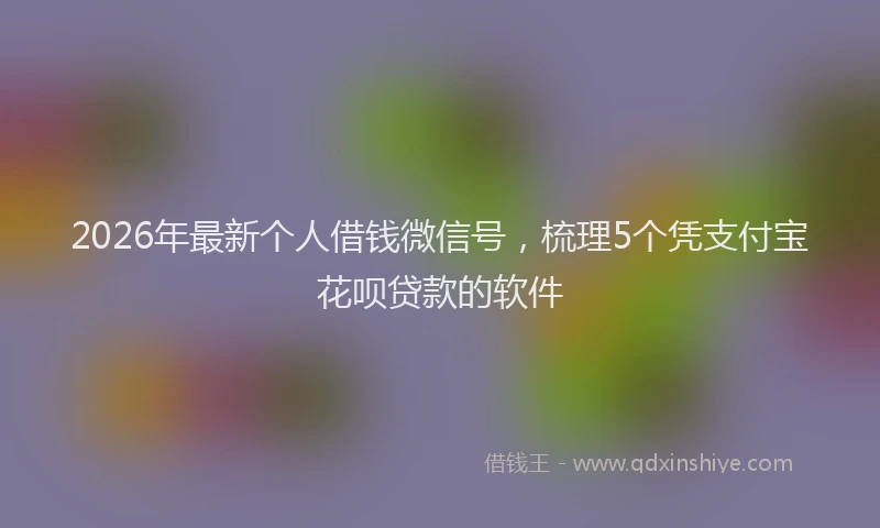 2026年最新个人借钱微信号,梳理5个凭支付宝花呗贷款的软件