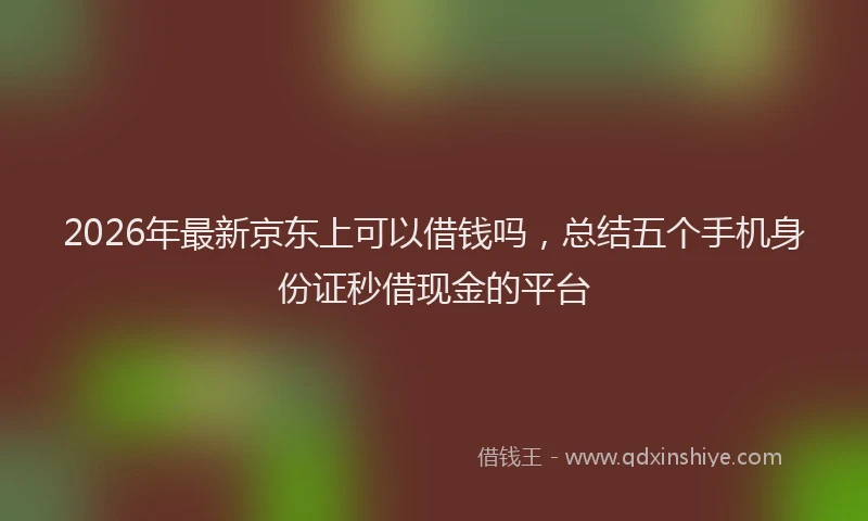 2026年最新京东上可以借钱吗，总结五个手机身份证秒借现金的平台