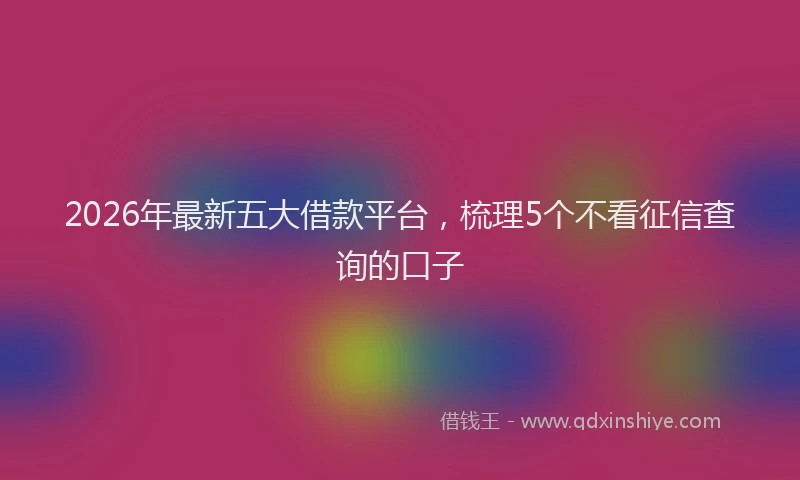 2026年最新五大借款平台，梳理5个不看征信查询的口子