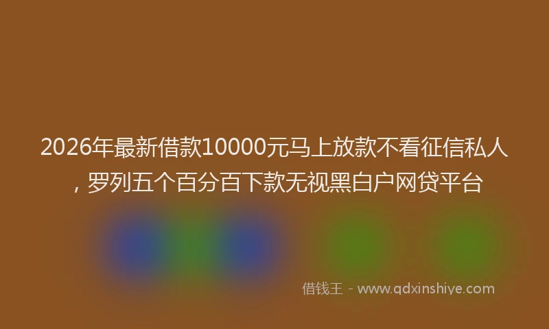 2026年最新借款10000元马上放款不看征信私人,罗列五个百分百下款无视黑白户网贷平台