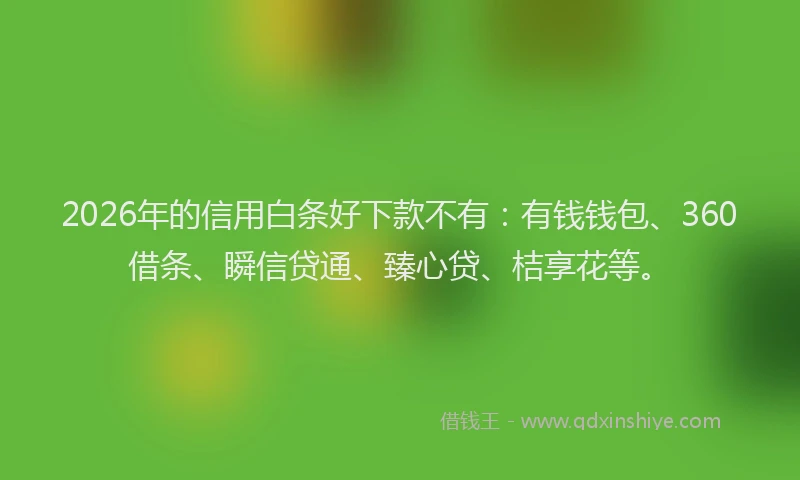 2026年的信用白条好下款不有：有钱钱包、360借条、瞬信贷通、臻心贷、桔享花等。