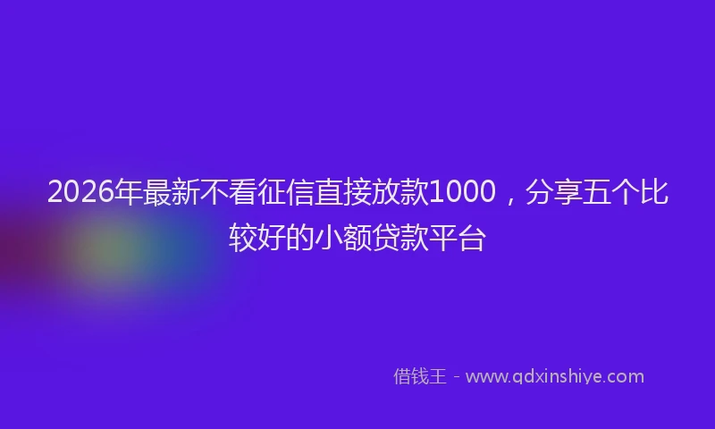 2026年最新不看征信直接放款1000,分享五个比较好的小额贷款平台
