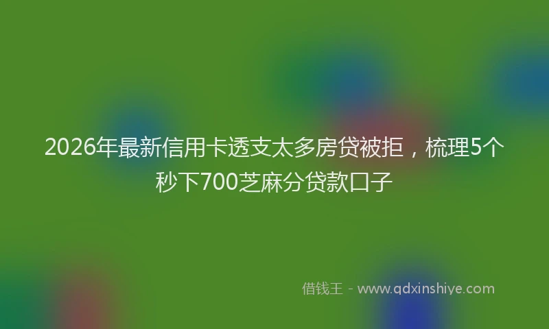 2026年最新信用卡透支太多房贷被拒，梳理5个秒下700芝麻分贷款口子