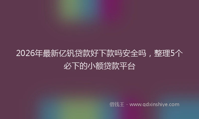 2026年最新亿钒贷款好下款吗安全吗,整理5个必下的小额贷款平台