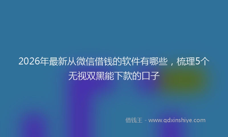 2026年最新从微信借钱的软件有哪些,梳理5个无视双黑能下款的口子