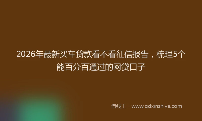 2026年最新买车贷款看不看征信报告，梳理5个能百分百通过的网贷口子