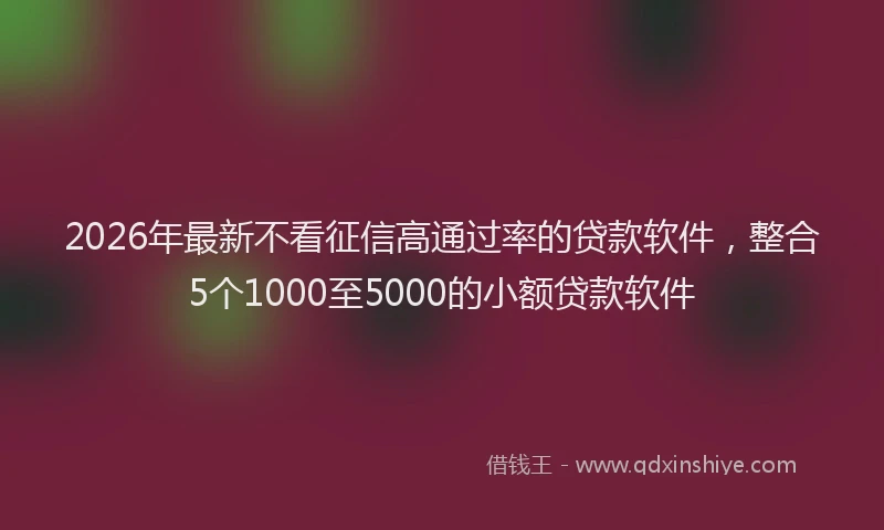 2026年最新不看征信高通过率的贷款软件，整合5个1000至5000的小额贷款软件