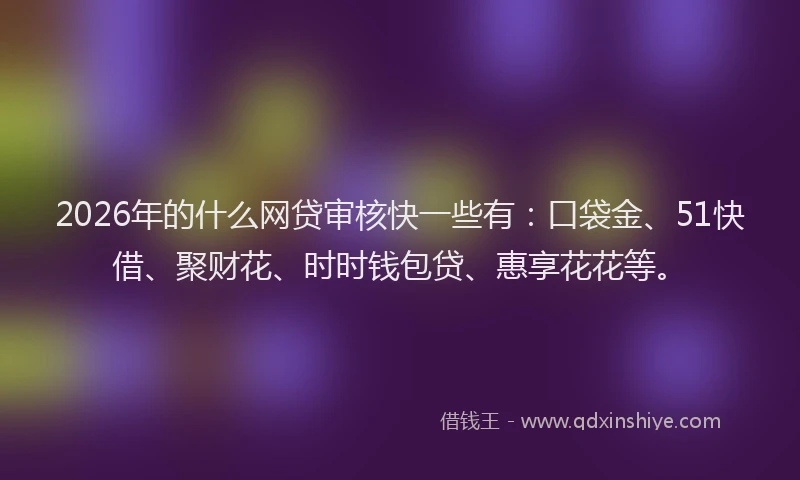 2026年的什么网贷审核快一些有:口袋金、51快借、聚财花、时时钱包贷、惠享花花等。