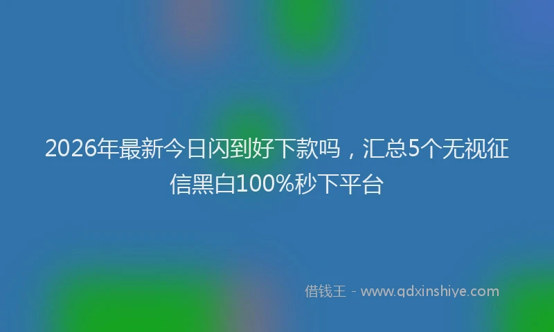 2026年最新今日闪到好下款吗，汇总5个无视征信黑白100%秒下平台
