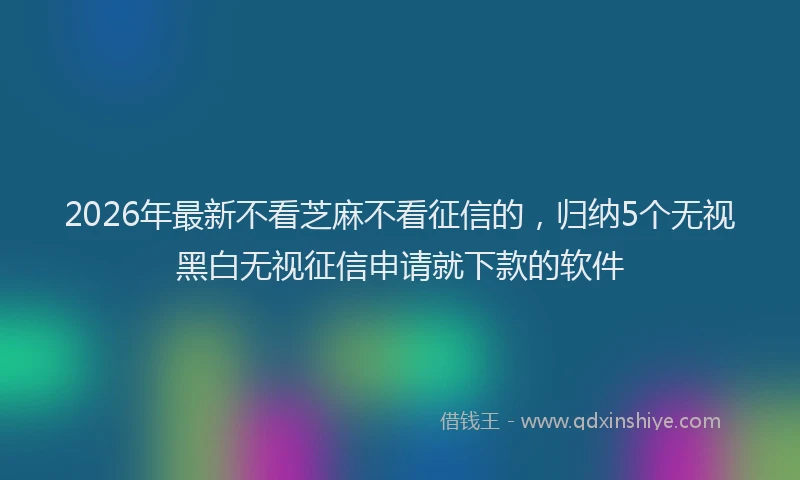 2026年最新不看芝麻不看征信的,归纳5个无视黑白无视征信申请就下款的软件