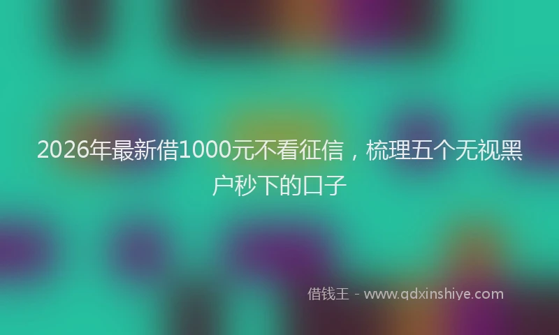 2026年最新借1000元不看征信，梳理五个无视黑户秒下的口子