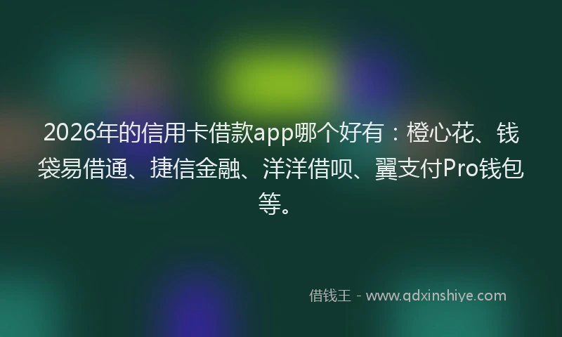 2026年的信用卡借款app哪个好有:橙心花、钱袋易借通、捷信金融、洋洋借呗、翼支付Pro钱包等。