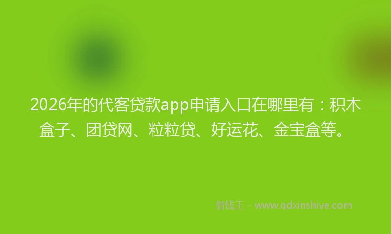 2026年的代客贷款app申请入口在哪里有：积木盒子、团贷网、粒粒贷、好运花、金宝盒等。