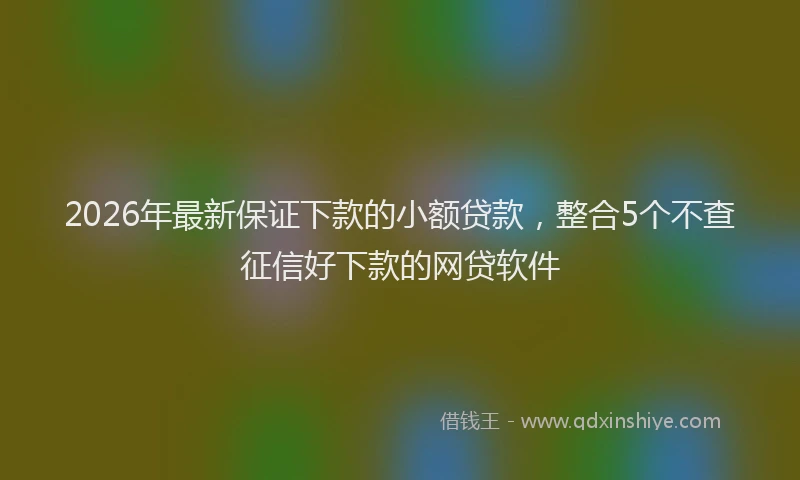 2026年最新保证下款的小额贷款，整合5个不查征信好下款的网贷软件