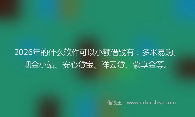 2026年的什么软件可以小额借钱有：多米易购、现金小站、安心贷宝、祥云贷、蒙享金等。