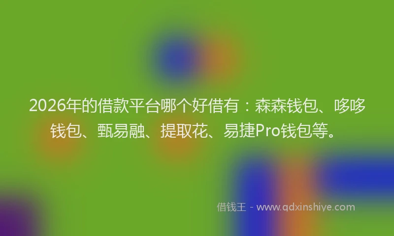 2026年的借款平台哪个好借有：森森钱包、哆哆钱包、甄易融、提取花、易捷Pro钱包等。