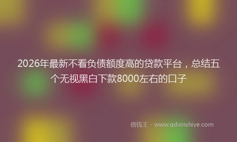 2026年最新不看负债额度高的贷款平台,总结五个无视黑白下款8000左右的口子