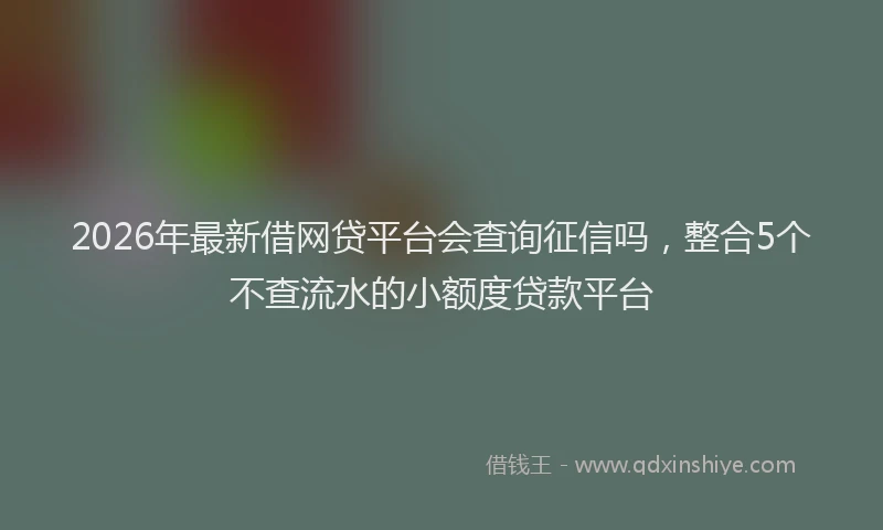 2026年最新借网贷平台会查询征信吗，整合5个不查流水的小额度贷款平台