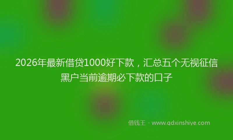 2026年最新借贷1000好下款,汇总五个无视征信黑户当前逾期必下款的口子