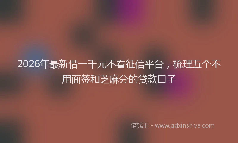 2026年最新借一千元不看征信平台,梳理五个不用面签和芝麻分的贷款口子