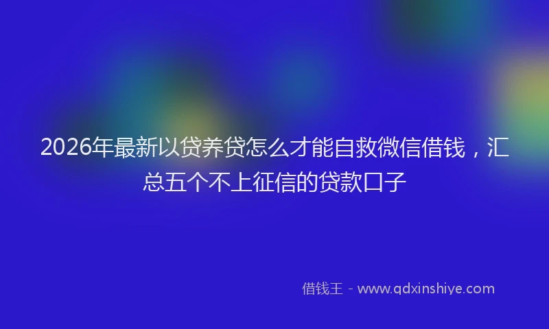 2026年最新以贷养贷怎么才能自救微信借钱，汇总五个不上征信的贷款口子