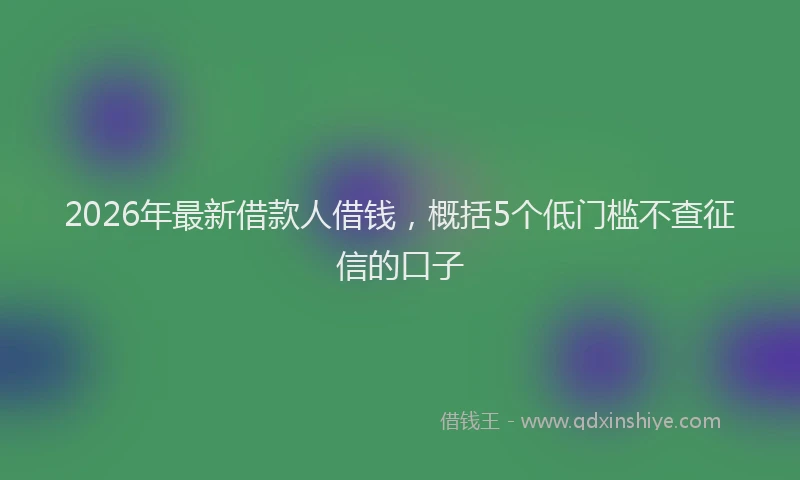 2026年最新借款人借钱,概括5个低门槛不查征信的口子