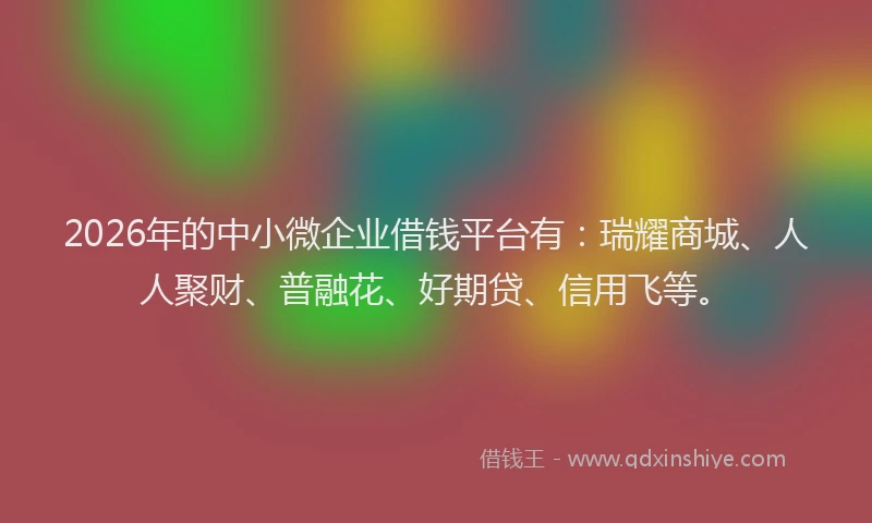 2026年的中小微企业借钱平台有:瑞耀商城、人人聚财、普融花、好期贷、信用飞等。