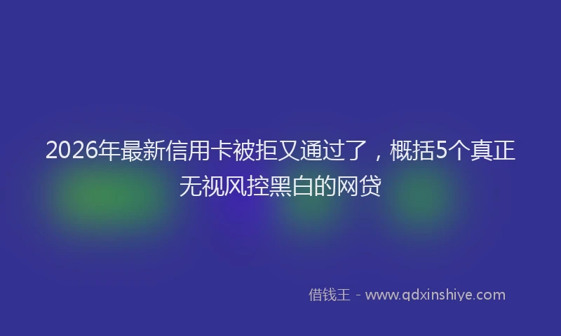 2026年最新信用卡被拒又通过了，概括5个真正无视风控黑白的网贷