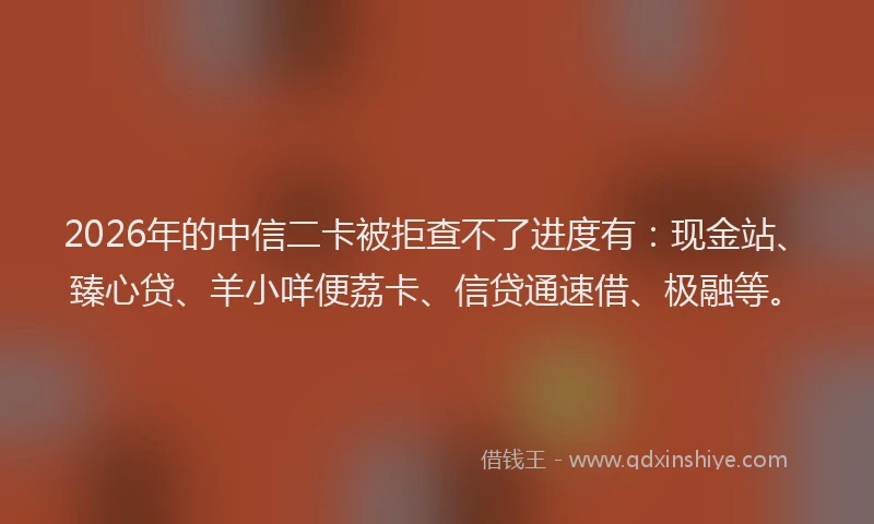 2026年的中信二卡被拒查不了进度有:现金站、臻心贷、羊小咩便荔卡、信贷通速借、极融等。