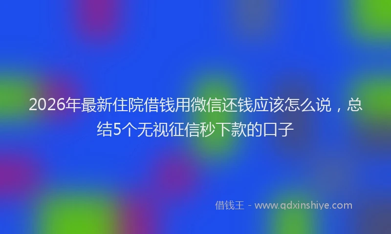 2026年最新住院借钱用微信还钱应该怎么说，总结5个无视征信秒下款的口子
