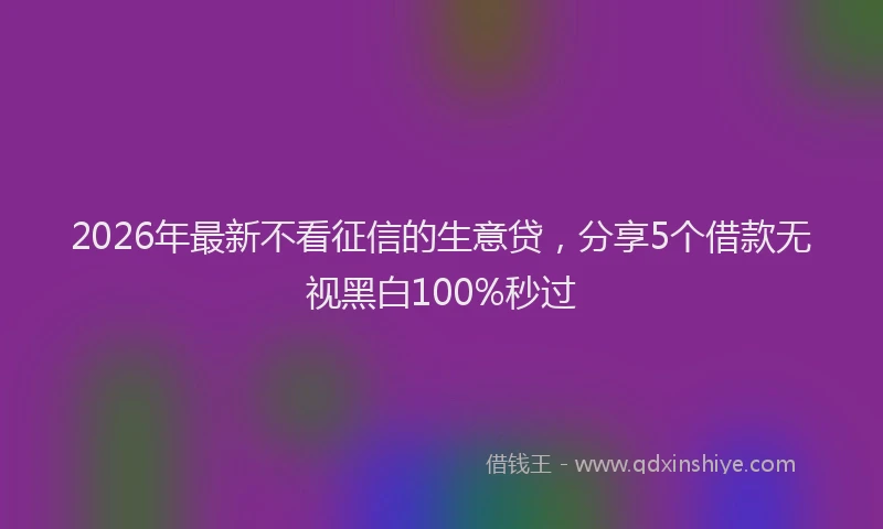 2026年最新不看征信的生意贷，分享5个借款无视黑白100%秒过